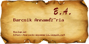 Barcsik Annamária névjegykártya